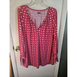 Mudpie Size Large Pink Tunic/Dress With White Square Pattern